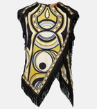 La DoubleJ Scarf fringed printed silk voile top