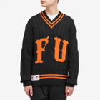 FUCT Men's Letterman V-Neck Knitted Jumper in Black