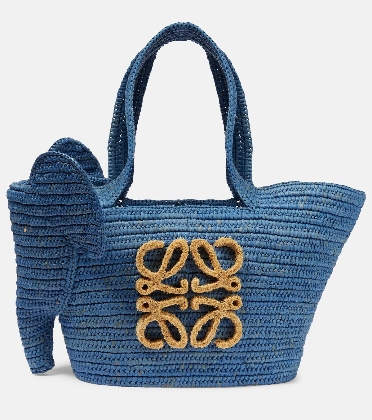 Loewe Elephant Small Raffia Basket Tote Bag