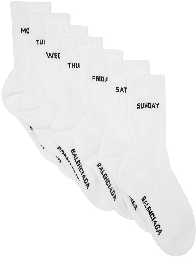 Photo: Balenciaga Seven-Pack White Logo Socks