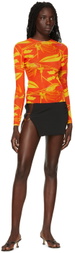 Louisa Ballou Orange Printed Long Sleeve T-Shirt