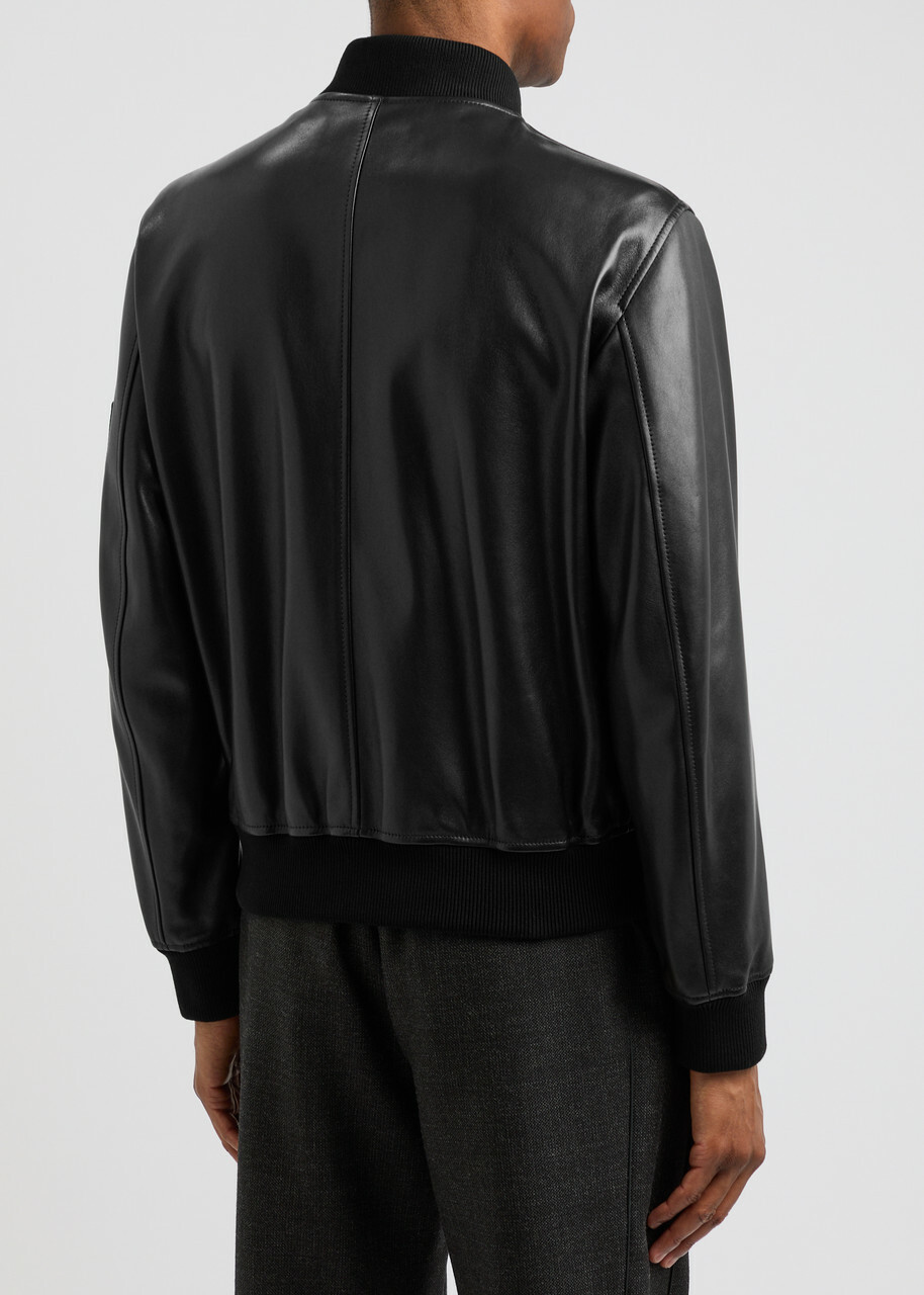 Versace Leather Bomber Jacket Black