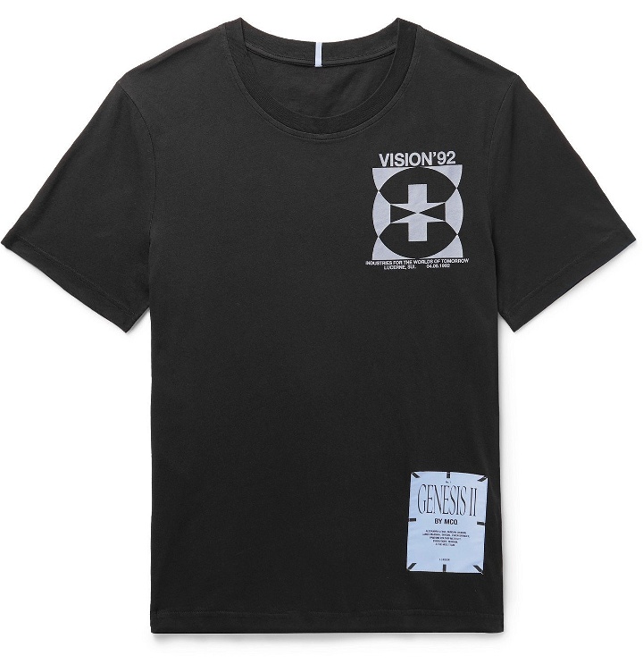 Photo: MCQ - Printed Appliquéd Cotton-Jersey T-Shirt - Black