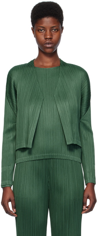 Photo: Pleats Please Issey Miyake Green Monthly Colors December Cardigan