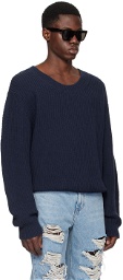 Recto Navy Jacquard Patch Sweater