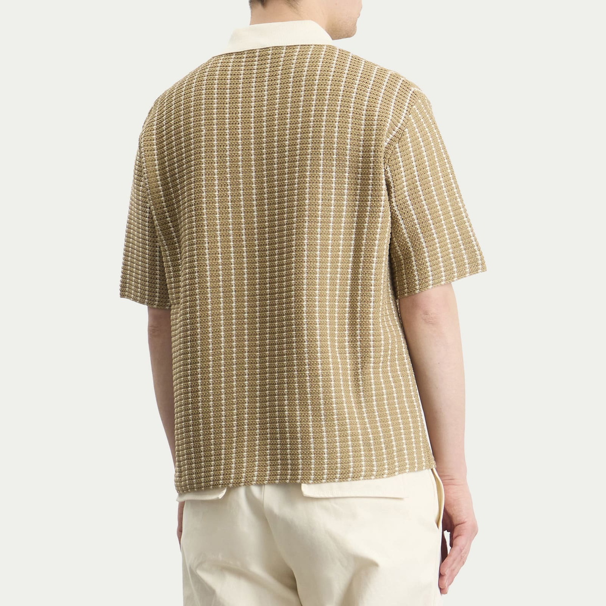 Jil Sander Men's Cotton Bi-Colour Net Stitch Polo in Deer