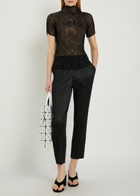 Issey Miyake Twist Pleated Semi-sheer Chiffon top Black