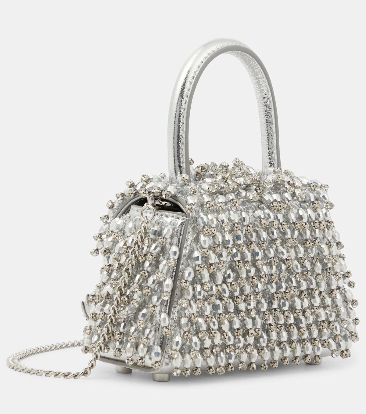 【送料&関税込】self-portrait Hand Bag In Silver Polyester Silver Crystal Fishnet Bag – self-portrait-US