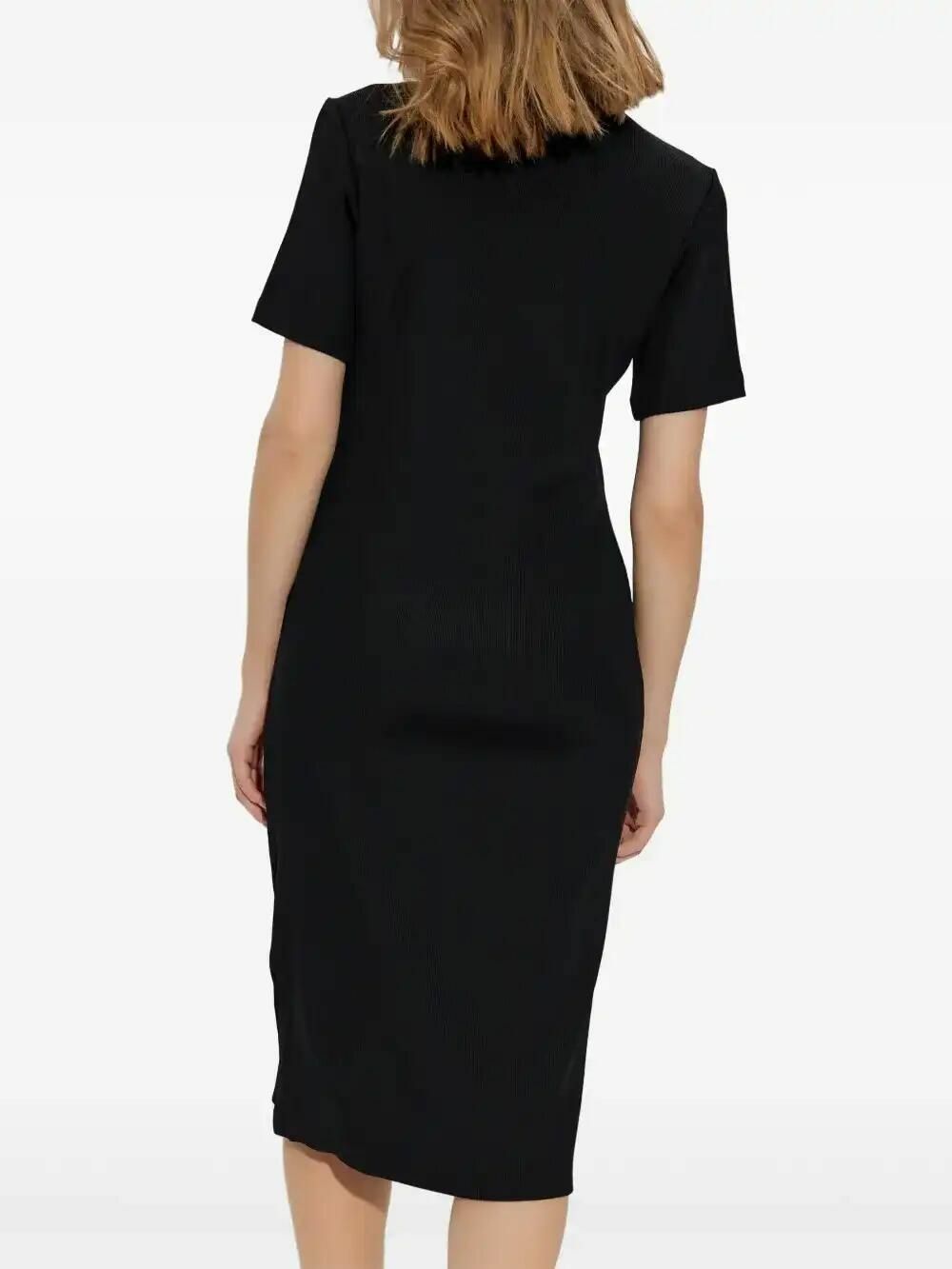 knee length dresses for ladies Moncler Pleated midi dress Black - Women