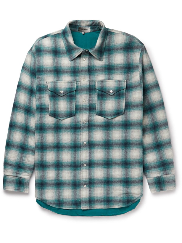 Photo: Isabel Marant - Ruddy Checked Wool-Blend Flannel Overshirt - Green