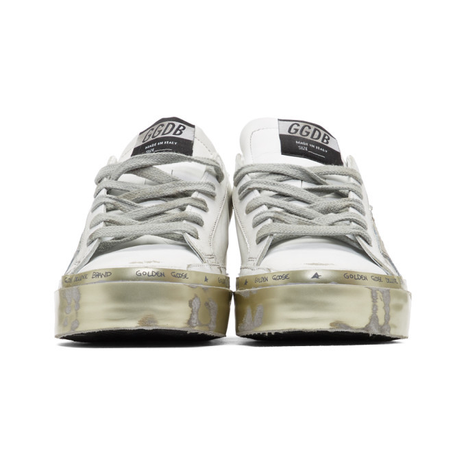 Golden Goose White and Gold Hi Star Sneakers Golden Goose