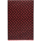 Alexander McQueen Black and Red All Over Skull Scarf