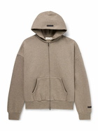 FEAR OF GOD ESSENTIALS - Logo-Appliquéd Cotton-Blend Jersey Zip-Up Hoodie - Brown