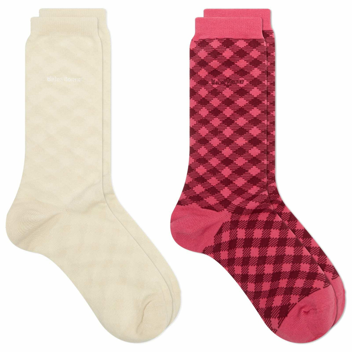 Adidas Women's x Wales Bonner Check Socks in Craft Pink/Clear Brown