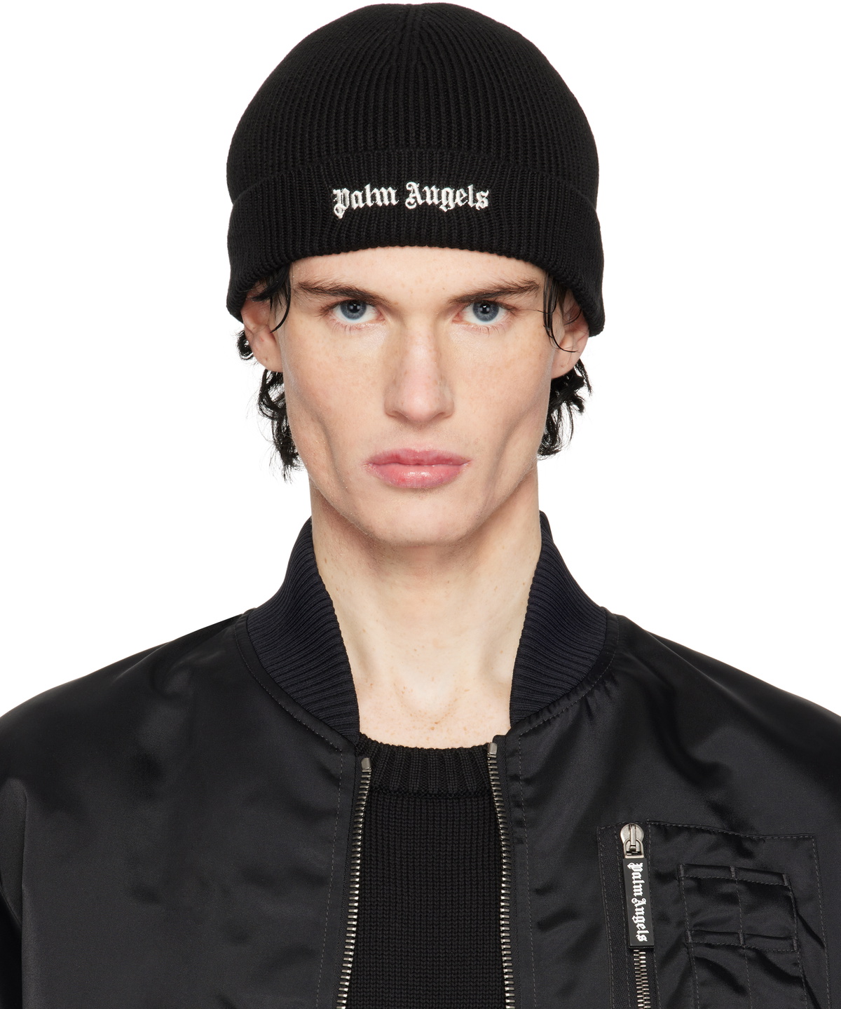 PALM ANGELS Classic Logo Wool Blend Beanie Hat Palm Angels