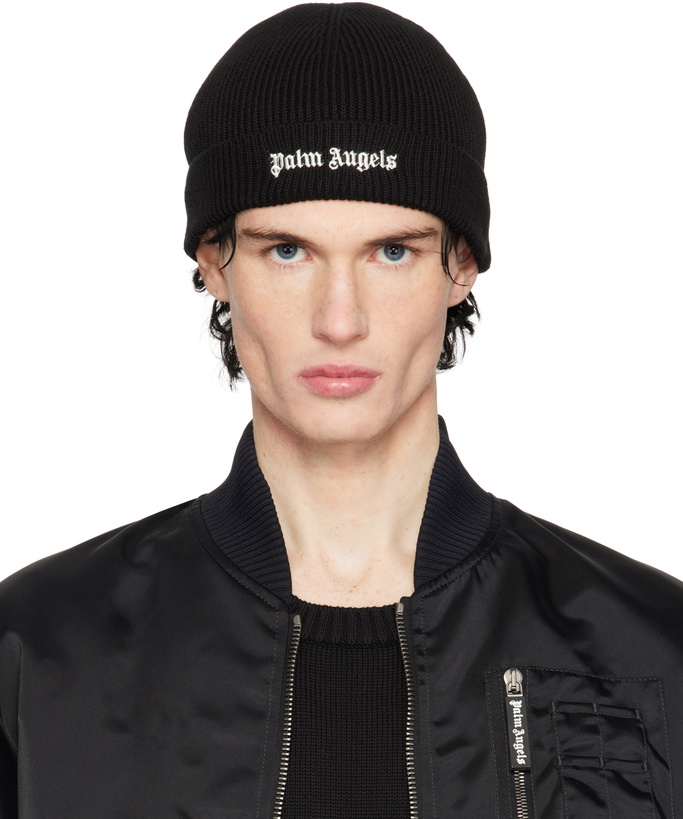 Photo: Palm Angels Black Classic Logo Beanie