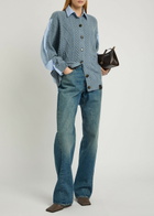 Stella Mccartney Cardigan-effect Wool and Cotton-poplin Shirt Blue