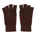 Gucci Brown and Orange GG Supreme Fingerless Gloves