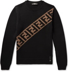 Fendi - Logo-Intarsia Wool Sweater - Men - Black