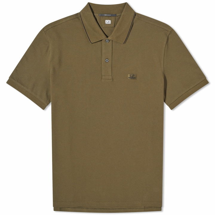 Photo: C.P. Company Men's Patch Logo Polo Shirt in Ivy Green
