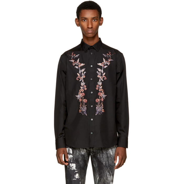 Photo: Alexander McQueen Black Embroidered Floral Shirt