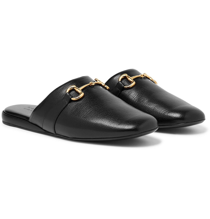 Photo: Gucci - Pericle Horsebit Leather Slippers - Black