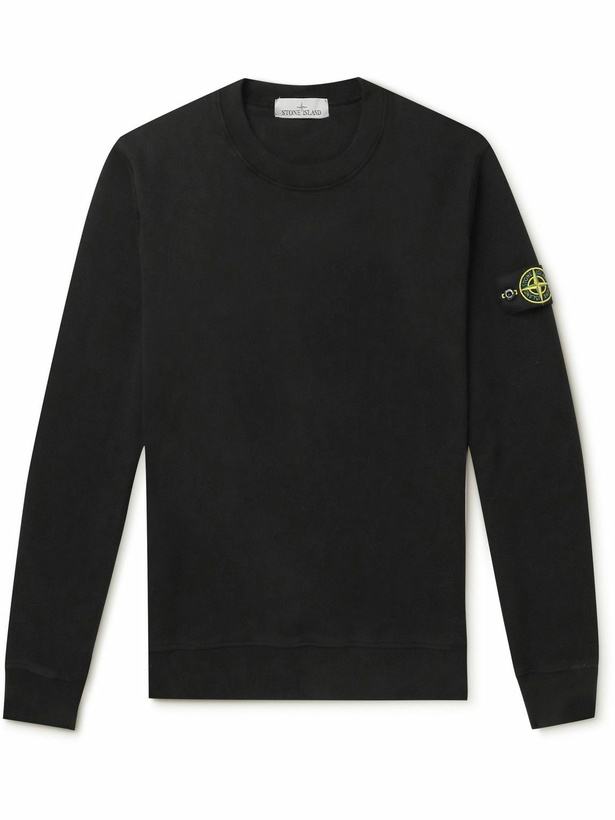 Photo: Stone Island - Logo-Appliquéd Cotton-Jersey Sweatshirt - Black