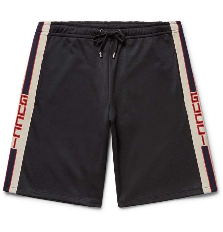 Photo: Gucci - Webbing-Trimmed Tech-Jersey Shorts - Black