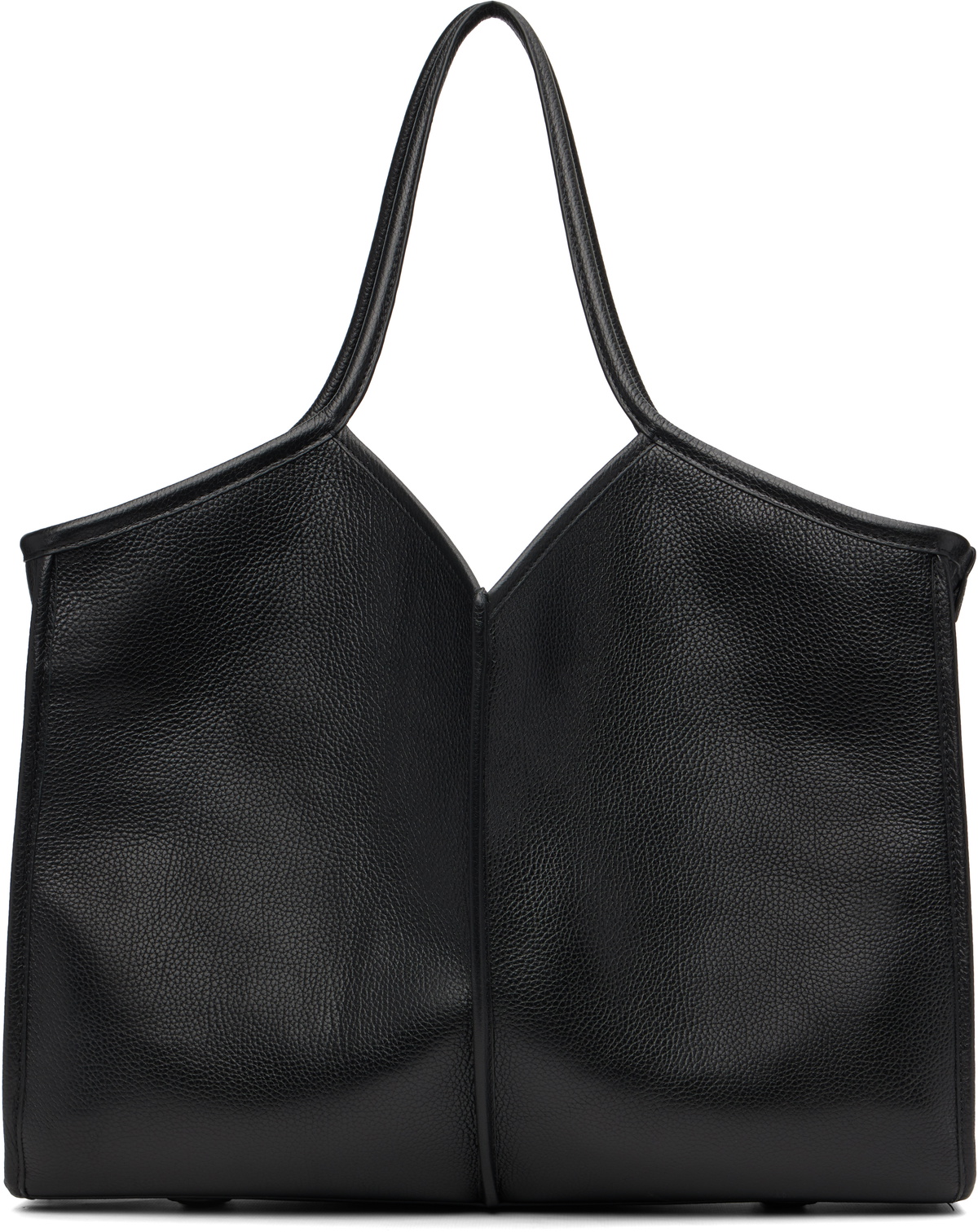 HEREU Black Calella Squared Medium Grainy Tote