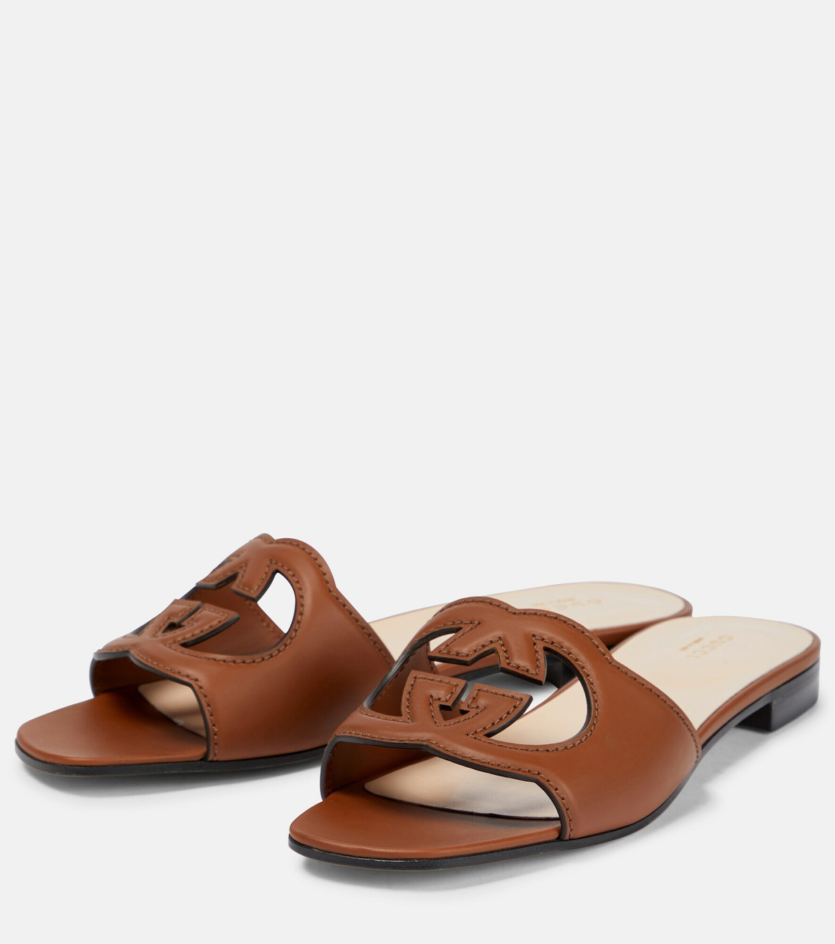 Gucci - Interlocking G cutout leather sandals Gucci