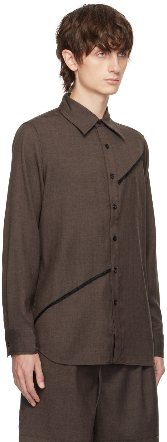 The World Is Your Oyster Brown Button Shirt