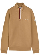 Moncler Logo-embroidered Cotton-blend Sweatshirt Beige