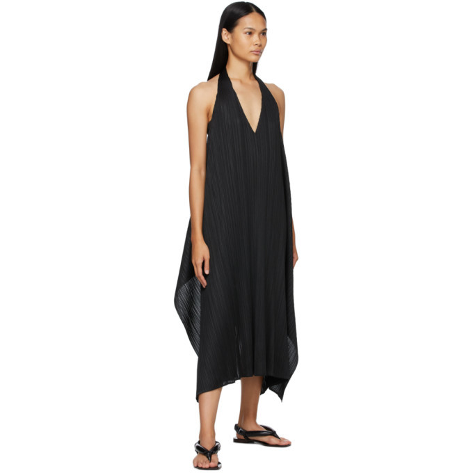 Pleats Please Issey Miyake Black Echo Long Dress Pleats Please