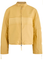 House OF Sunny The Racer Embroidered Faux Leather Jacket Yellow
