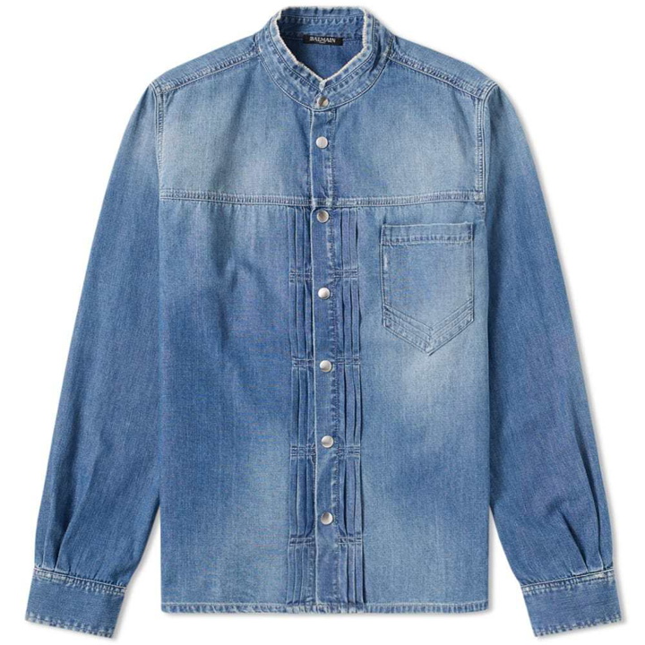 Photo: Balmain Military Denim Shirt Blue