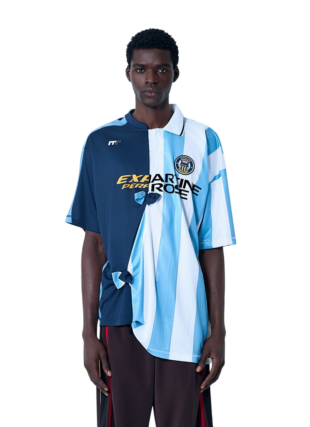 Martine Rose White & Blue Twist Football T-Shirt Martine Rose