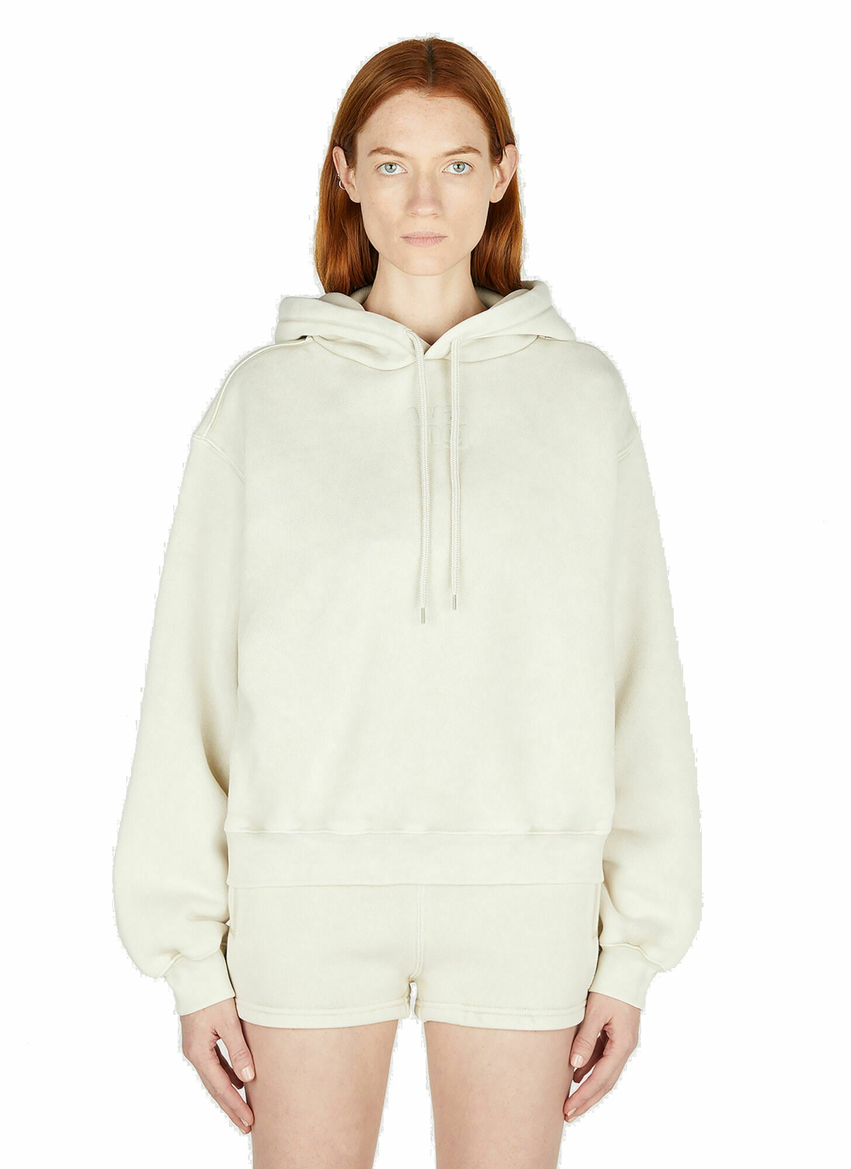 Alexander Wang - Logo Hooded Sweatshirt in Cream Alexander Wang