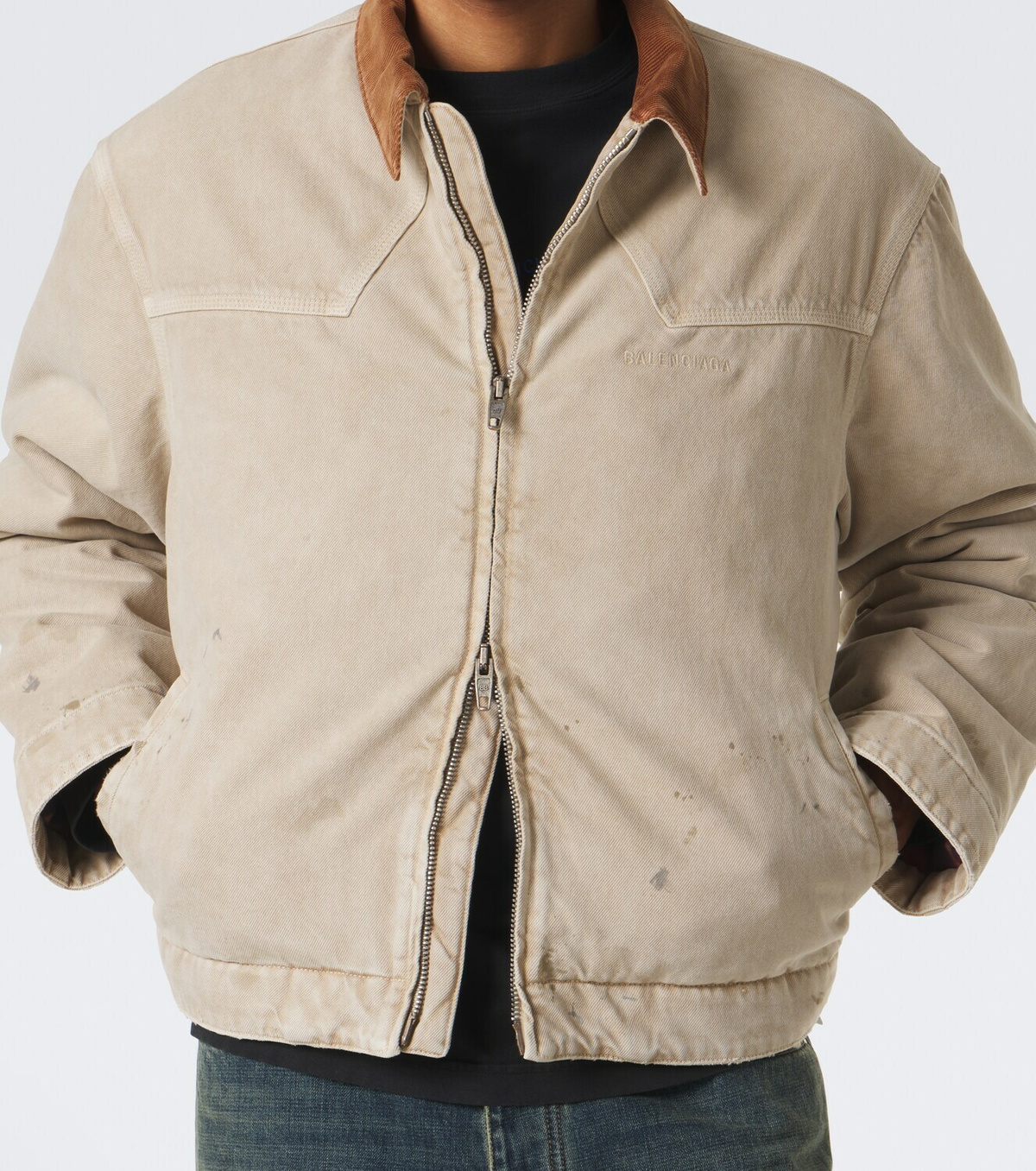Balenciaga Corduroy-trimmed canvas blouson jacket