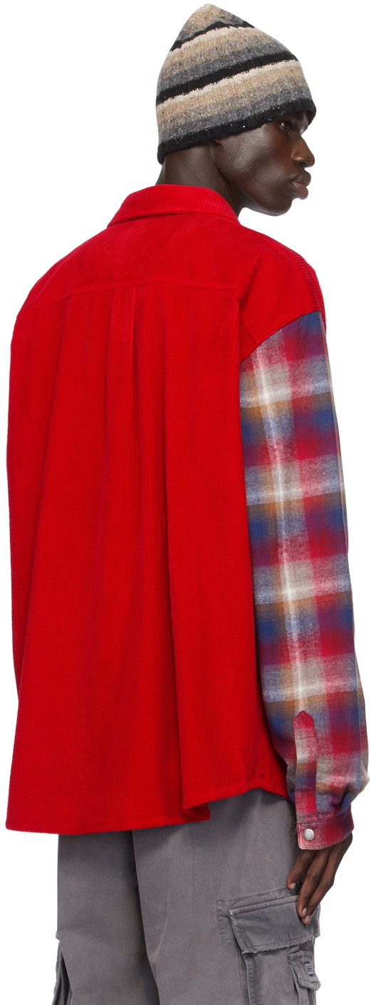 ERL Red Plaid Sleeve Overshirt