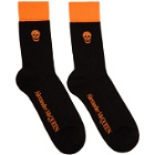 Alexander McQueen Black and Orange Stripe Skull Socks