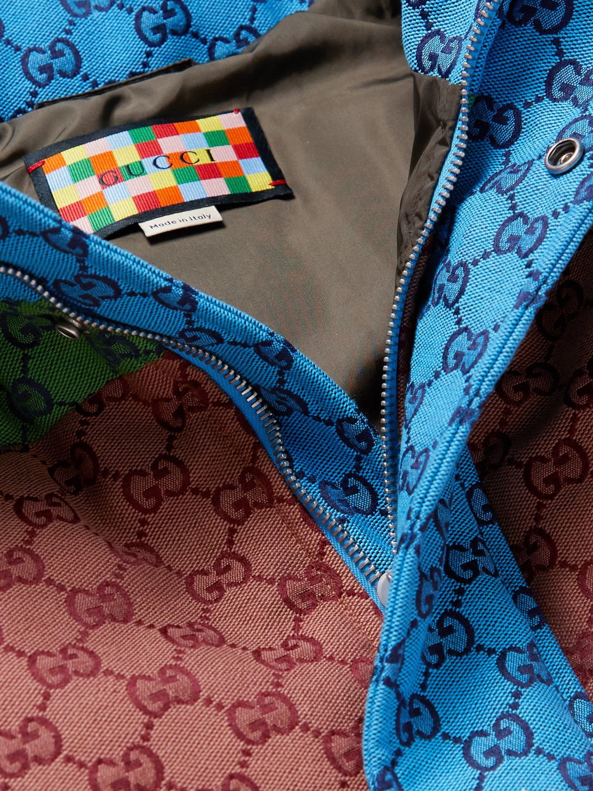 Gucci Striped Logo-jacquard Cotton-blend Canvas Down Jacket for Men