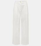 Toteme High-rise cotton twill wide-leg pants