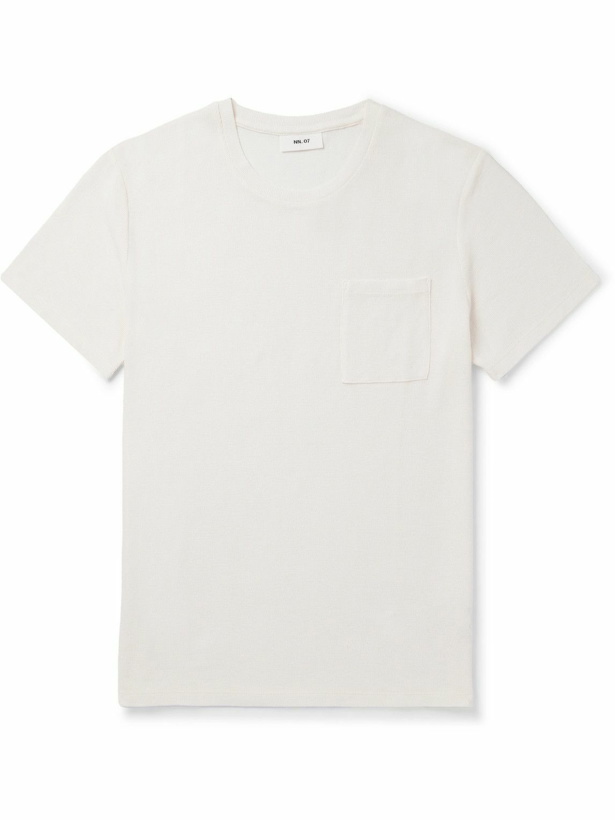 Photo: NN07 - Clive 3323 Waffle-Knit Cotton and TENCEL™ Modal-Blend T-Shirt - Neutrals