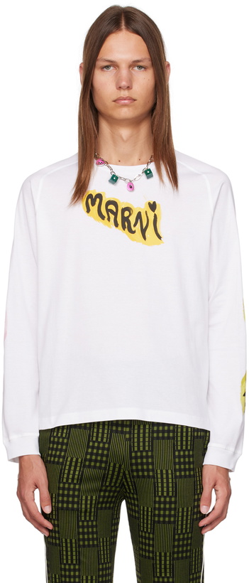 Photo: Marni White Graphic Long Sleeve T-Shirt