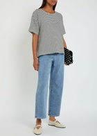 Eileen Fisher Striped Cotton-knit T-shirt Black And White