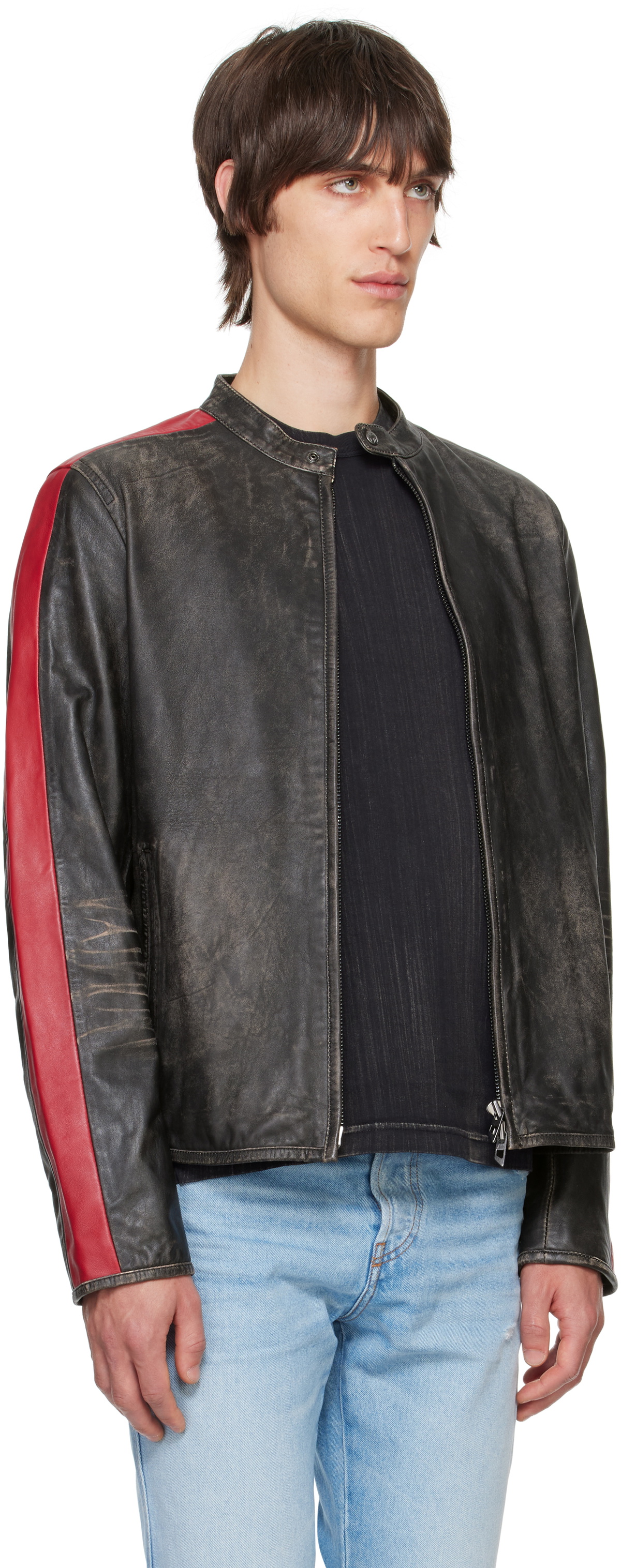 Diesel Black L-Renn Leather Jacket Diesel