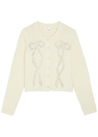 Loveshackfancy Leocadia Embellished Wool-blend Cardigan Ivory