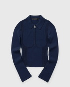 Daily Paper Zip knit polo ls Blue Womens Top