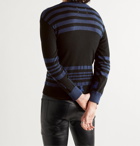 MAISON MARGIELA - Embroidered Striped Knitted Sweater - Black