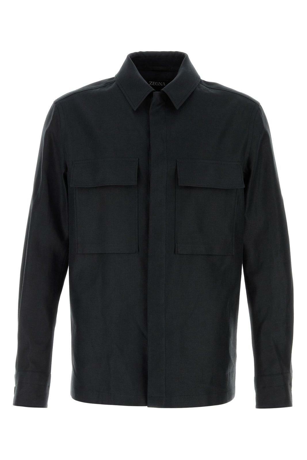 0401~ZZEGNA Unlined Blazer SHIRT JACKET with Patch Pocket main image 1